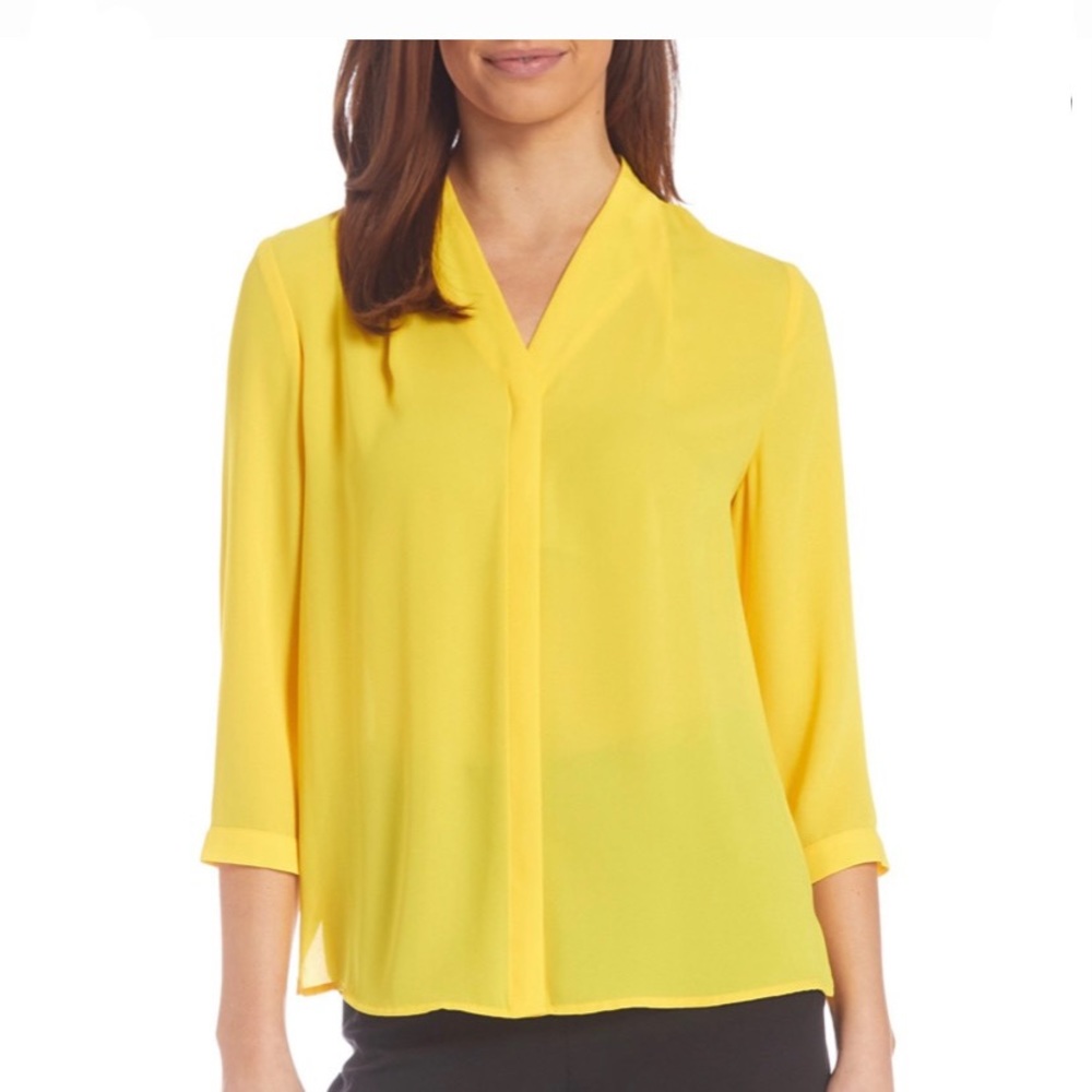 Investments Caroline V Neck Yellow Blouse